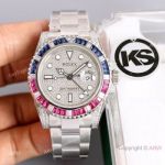 Swiss Grade 1 Copy Rolex GMT Master 2 Rainbow Bezel KSF 316L Stainless Steel Watch 40mm
